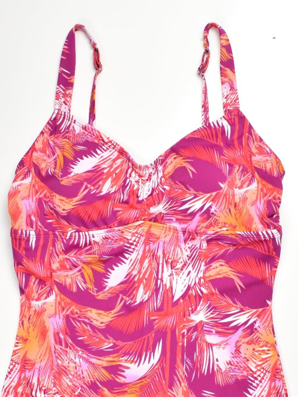 Jantzen Tropical Ruched V-neck One-Piece Swimsuit - 14 - Picture 2 of 8